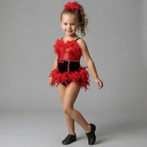 Girl's Custom Red Robin Dance Costume for Jazz, Tap, or Musical Theater size 4-6